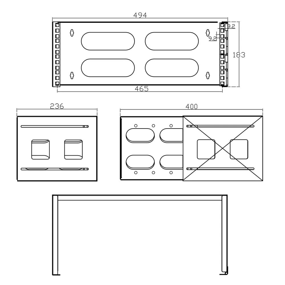 InLine 19" Rack zur Wandmontage - 4HE - 24-40cm Tiefe - schwarz