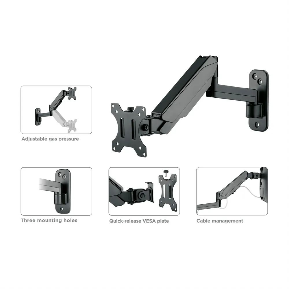 VALUE LCD-Arm, Wandmontage, 5 Gelenke, 17-32 Zoll, bis 8 kg, schwarz