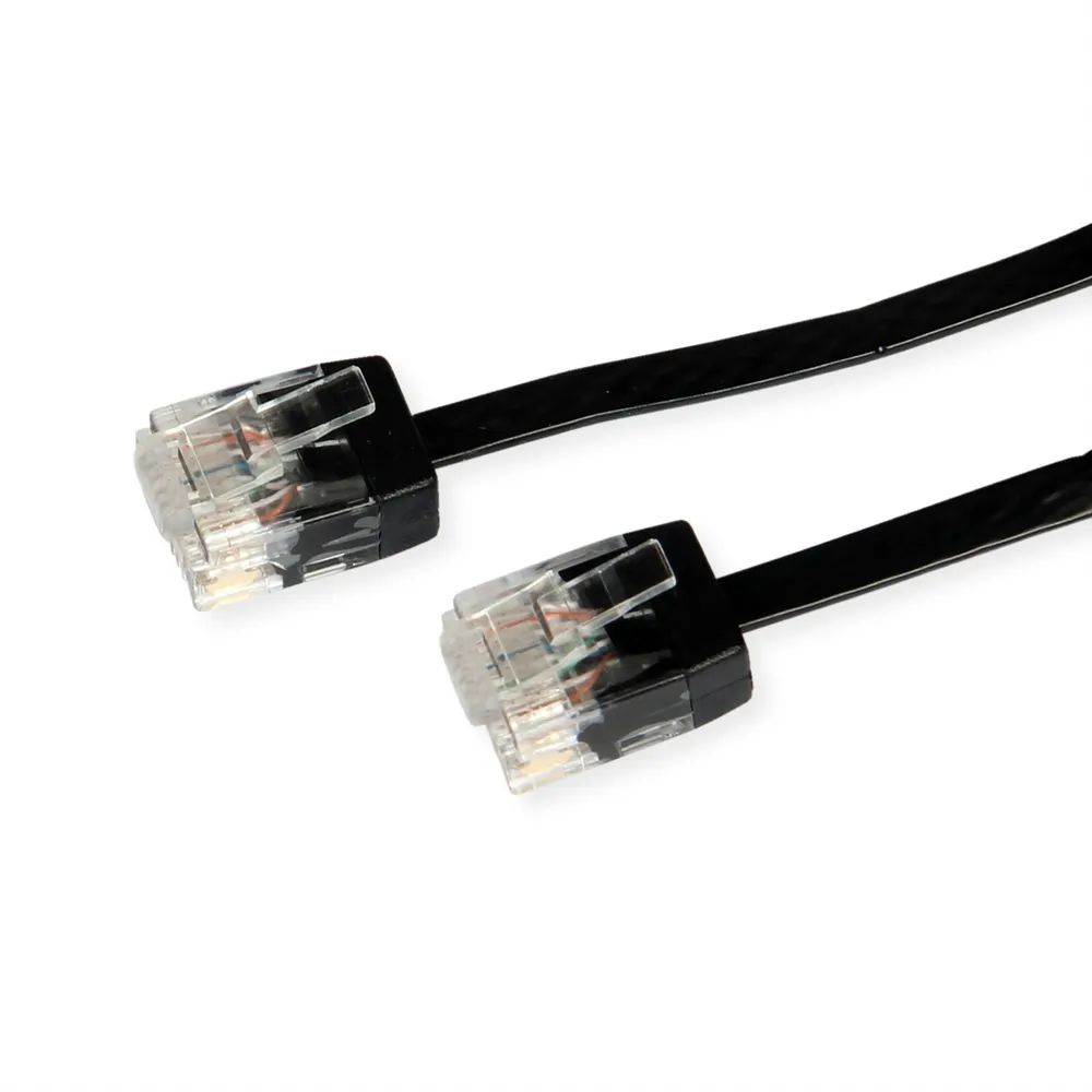 ROLINE UTP Patchkabel Cat.6A (Class EA), extra-flach, schwarz, 1 m