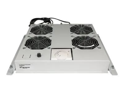 Intellinet 4-Fan Ventilation Unit for 19" Racks, Roof Mount, with Thermostat, Grey - Rack-Lüftereinsatz - mit 4 Lüfter, Thermostat - Wechselstrom 220/240 V - Grau, RAL 7035 - 48.3 cm (19")