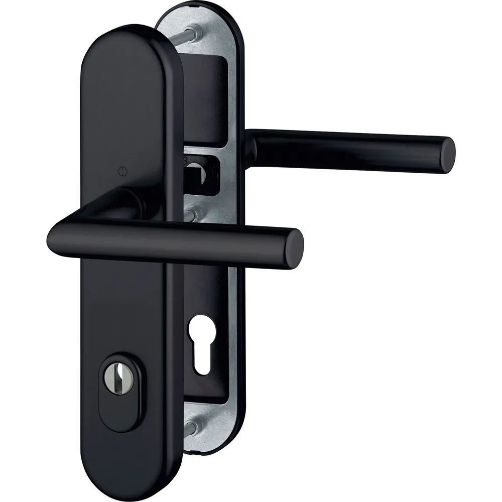 Hoppe Sicherheits-Drückergarnitur AMSTERDAM, PZ88, Türstärke 67-77 mm, RC3, schwarz
