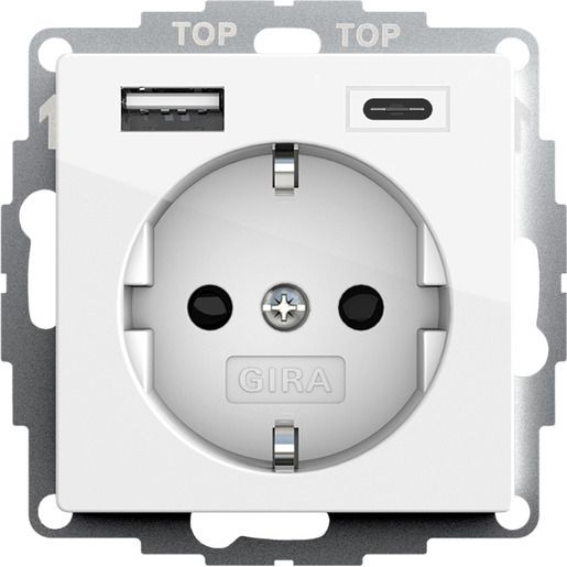 Gira SCHUKO-STECKDOSE RWS GLÄNZEND / GIRA 245903 USB-A + USB-C 245903