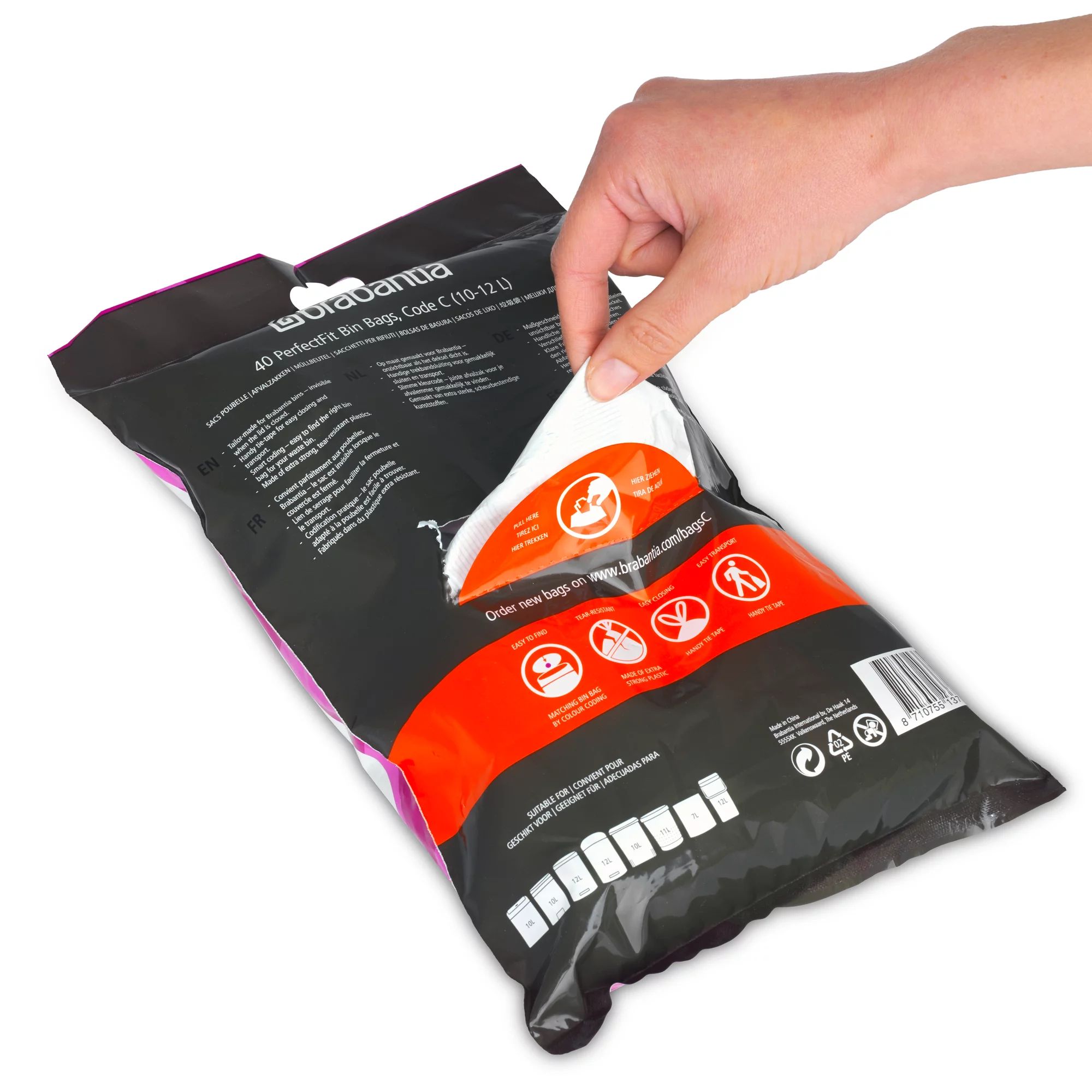 Brabantia Müllbeutel Spenderverpackung PerfectFit Beutel 10-12 L (C) 40Stk