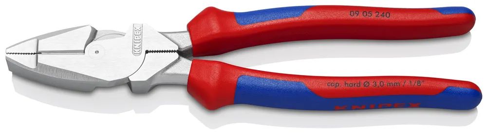 KNIPEX Kraft-Kombizange "Lineman's Pliers" amerikanisches Modell mit Mehrkomponenten-Hüllen verchromt 240 mm