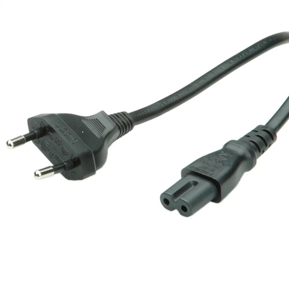VALUE Netzkabel Euro-Flachstecker auf C7, 2polig, schwarz, 5 m