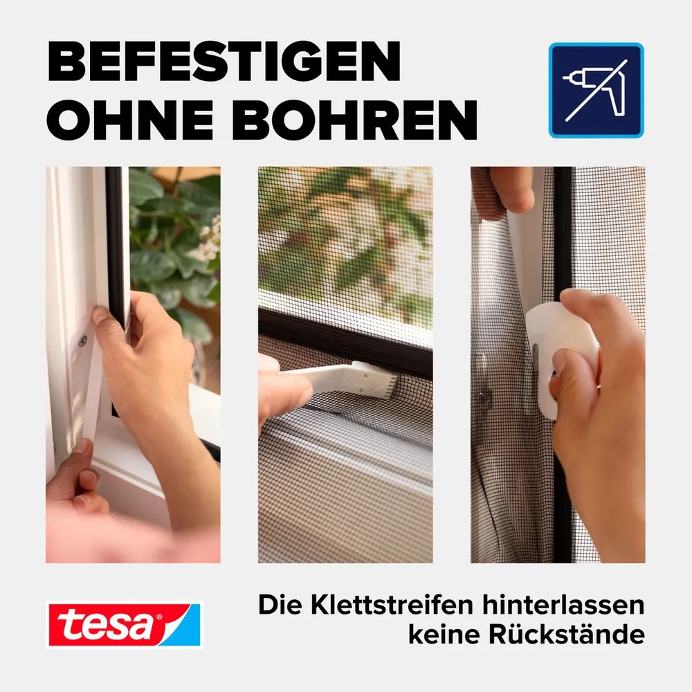 tesa® Insect Stop Comfort 2er-Pack 1,30 × 1,50 m – anthrazit – Insektenschutz ohne Bohren