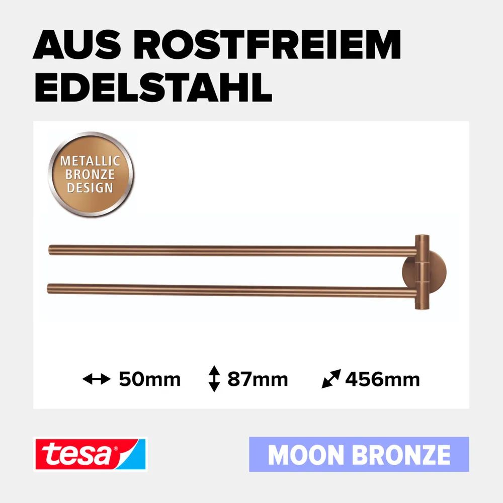 tesa® MOON Handtuchhalter 2-armig – Bronze 