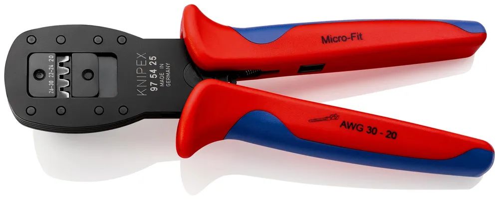 KNIPEX Crimpzange für Miniaturstecker Parallelcrimp für Stecker der Serie Micro-Fit™ von Molex LLC mit Mehrkomponenten-Hüllen brüniert 190 mm