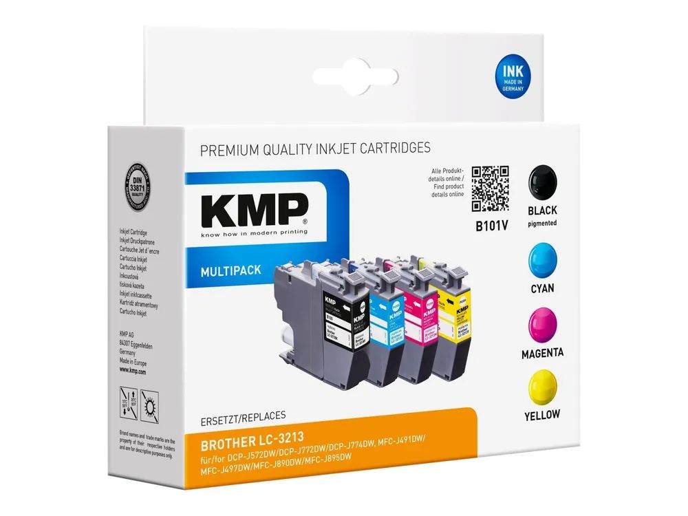 KMP B101V - 4er-Pack - Schwarz, Gelb, Cyan, Magenta - kompatibel - Tintenpatrone (Alternative zu: Brother LC3213BK, Brother LC3213C, Brother LC3213M, Brother LC3213Y)