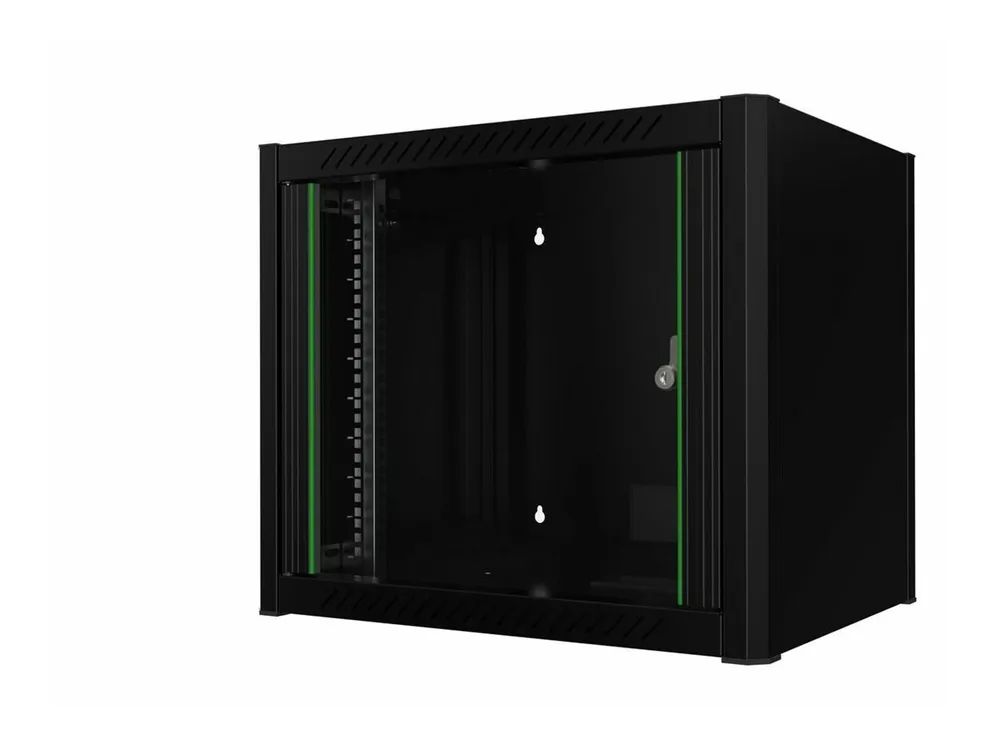 Lanview by Logon - Schrank Netzwerkschrank - 60 x 45 - geeignet für Wandmontage - Schwarz, RAL 9005 - 9U - 48.3 cm (19")