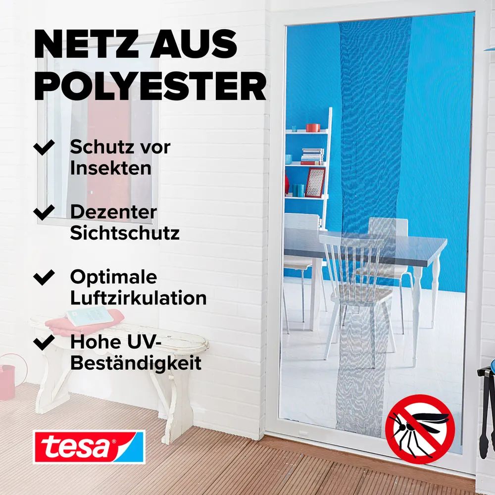 tesa® Insektenschutz Tür Standard 2,00 × 0,65 × 2,20m, weiß