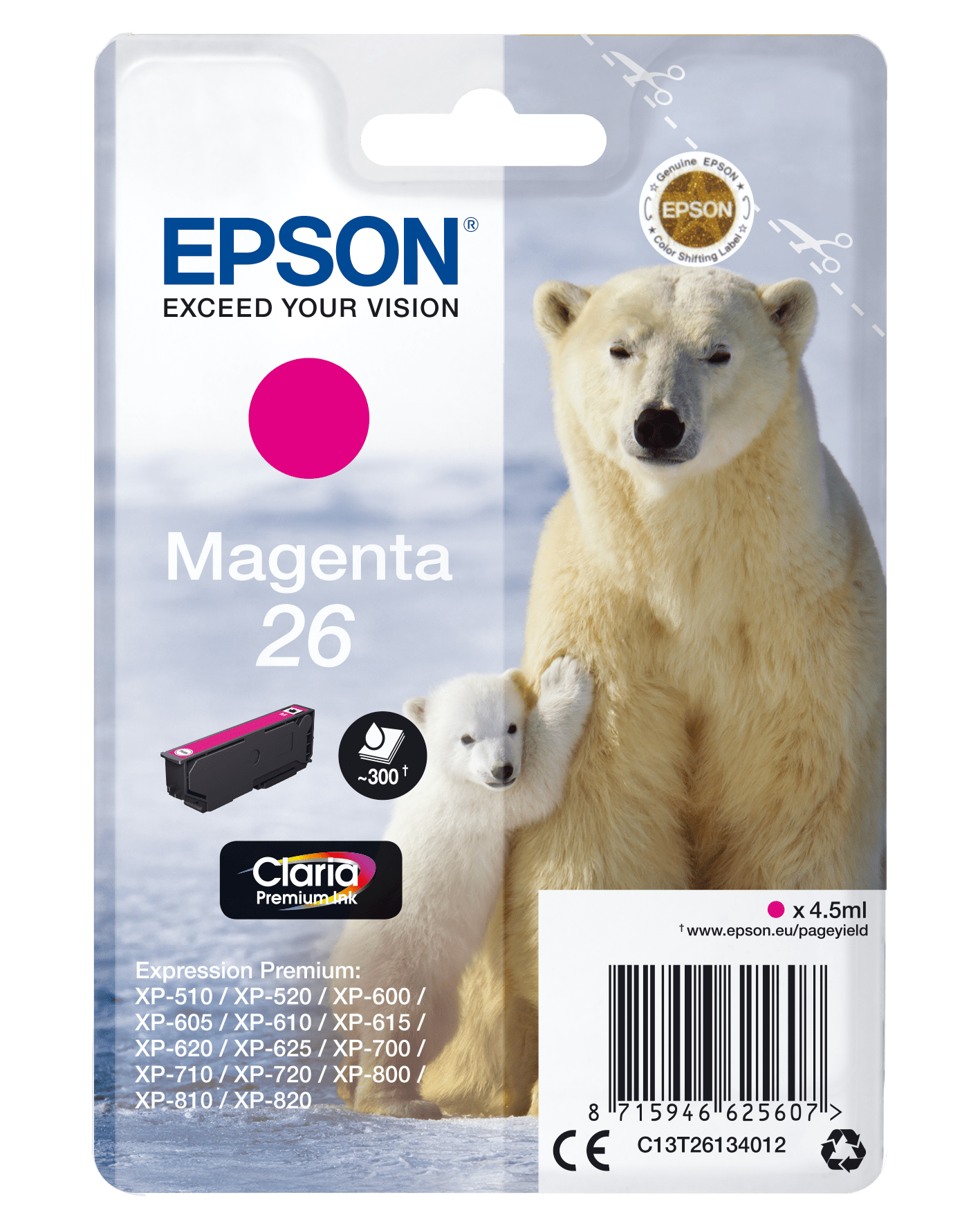 Epson 26 Tinte Eisbär Single, Standard, magenta