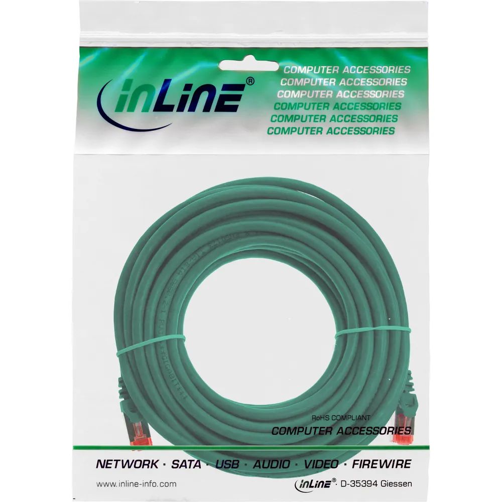 InLine Patchkabel - S/FTP (PiMf) - Cat.6 - 250MHz - PVC - CCA - grün - 7,5m