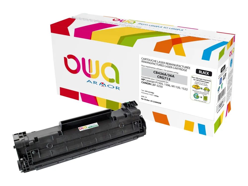 Armor OWA - Schwarz - kompatibel - wiederaufbereitet - Tonerpatrone (Alternative zu: Canon CRG-713, HP CB436A)