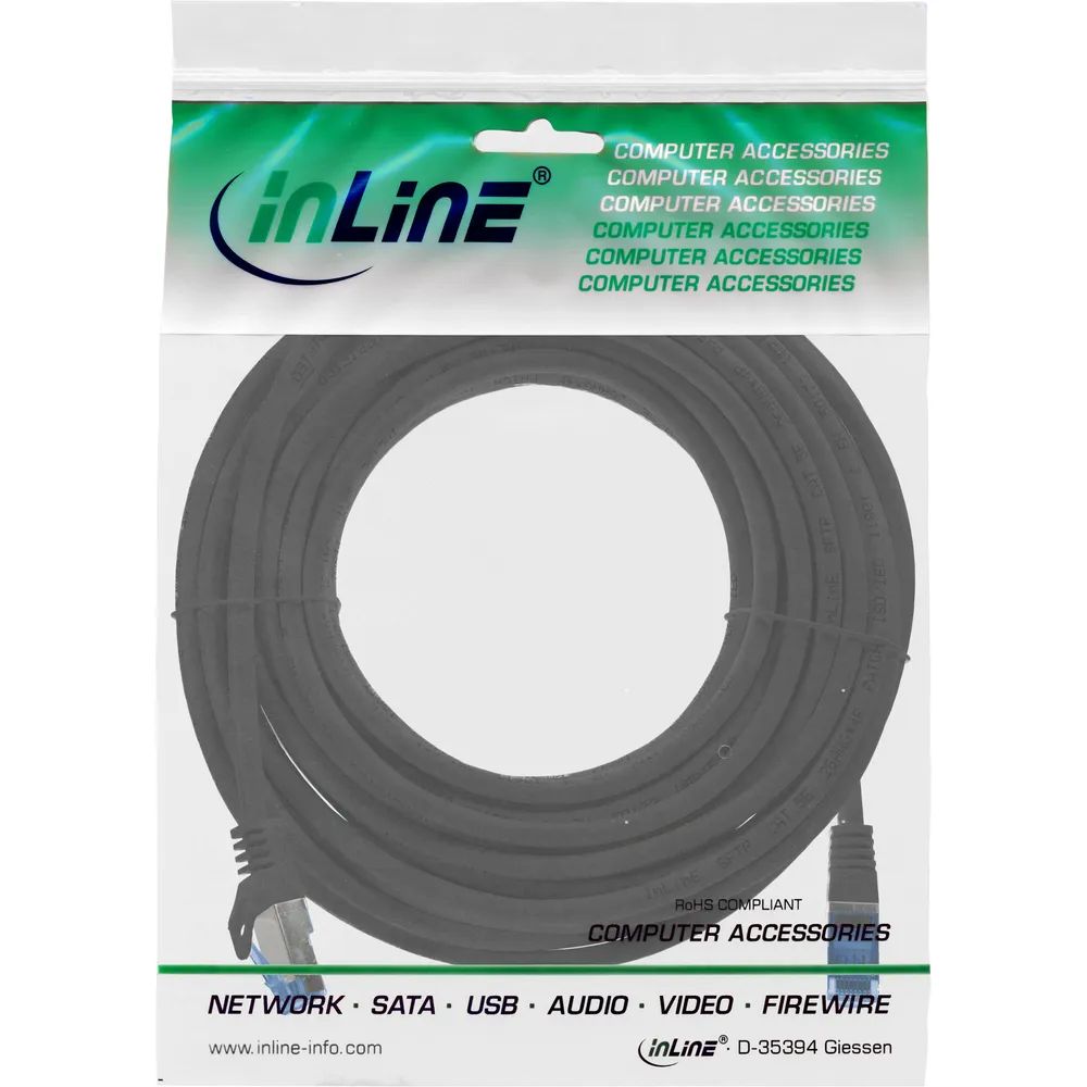 InLine Patchkabel - Cat.6A - S/FTP - TPE (LSZH) - CCA - schwarz - 7,5m