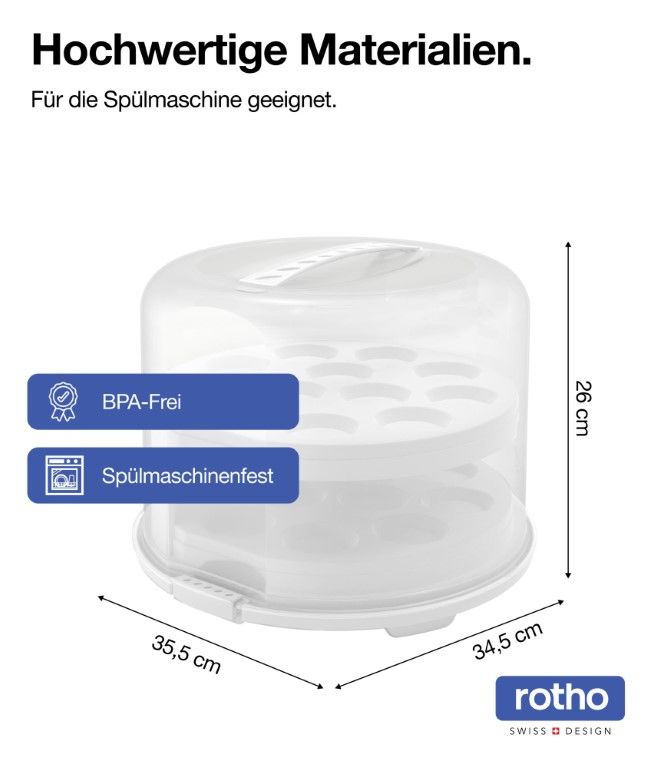 Rotho Tortenglocke XL 26 cm mit Trays FRESH