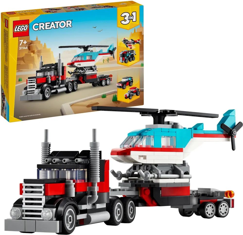 LEGO Creator 3 in 1 31146 Tieflader mit Hubschrauber