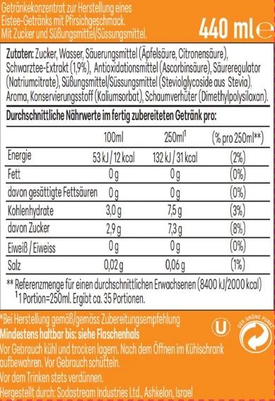 SodaStream drink mix LIPTON ICE TEA Pfirsich 440ml