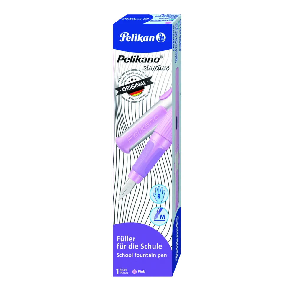 Pelikan Pelikano® structure Füller für Rechtshänder, Pink, Feder M, Faltschachtel