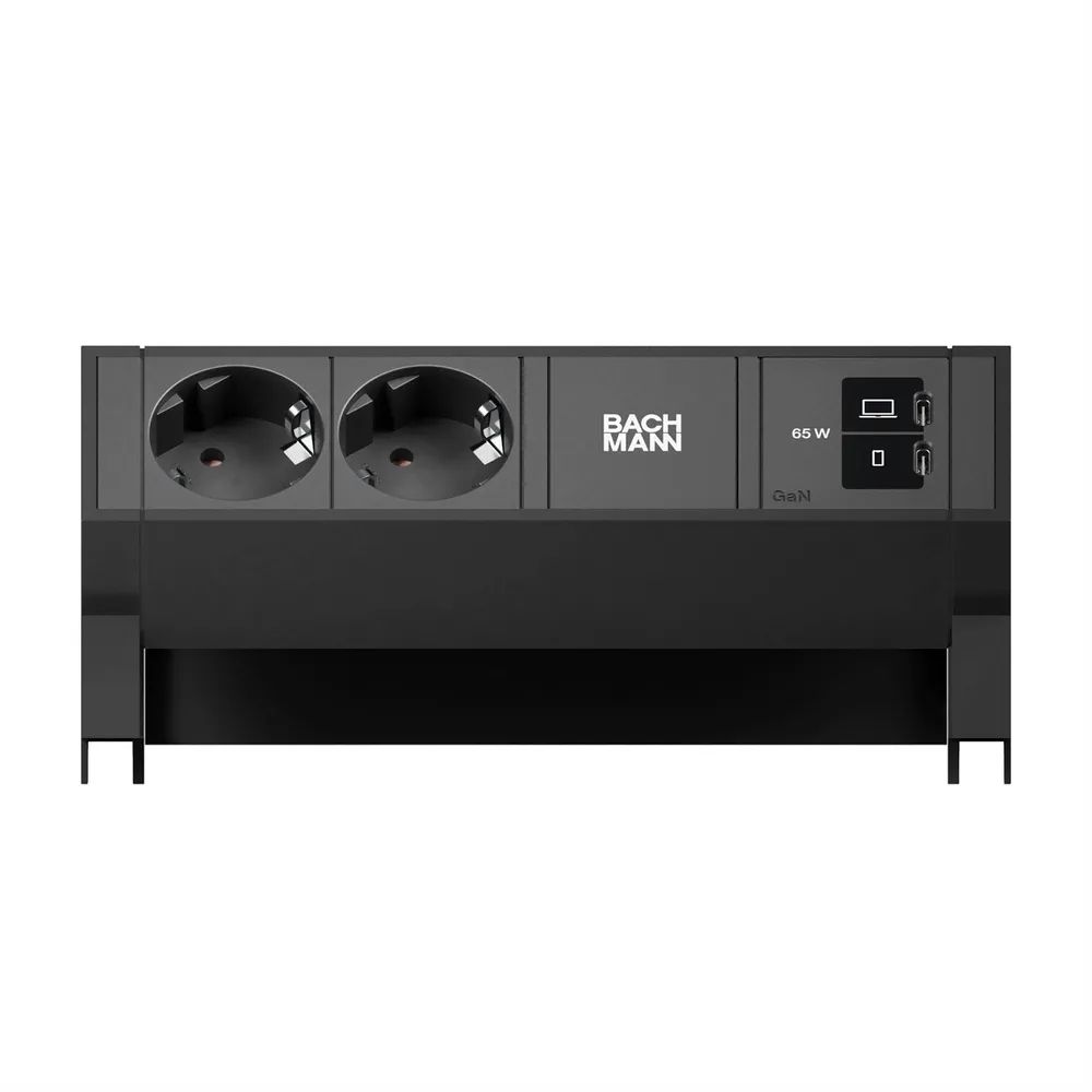 BACHMANN DESK2 2xCEE7/3 1xUSB C/C 65W, L=0,2m RAL9005