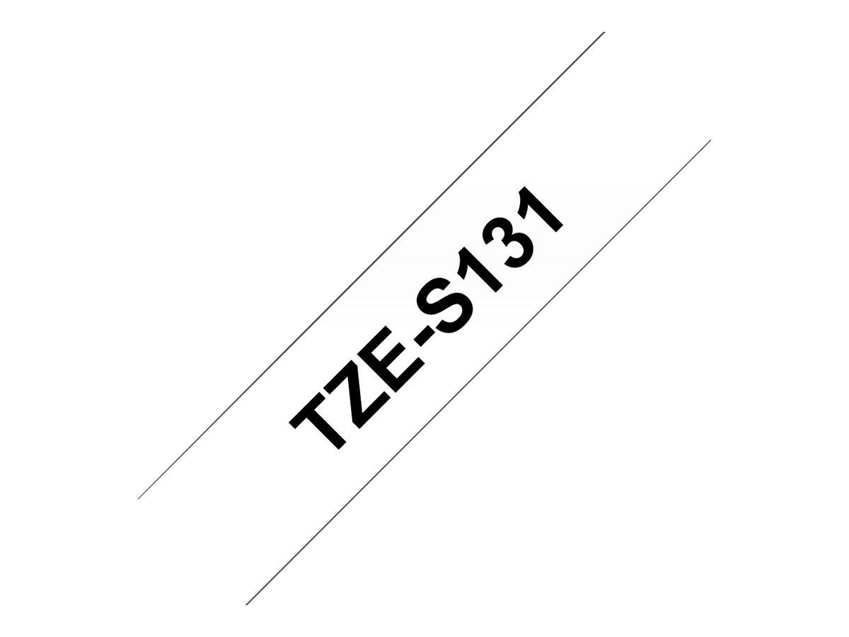 Brother TZe-S131 - Extra starker Klebstoff - schwarz auf durchsichtig - Rolle (1,2 cm x 8 m)