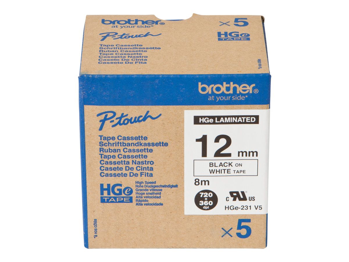Brother HGE-231V5 - Schwarz auf Weiß - Rolle (1,2 cm x 8 m)