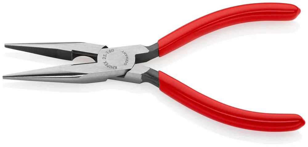 KNIPEX Flachrundzange mit Schneide (Radiozange) mit Kunststoff überzogen schwarz atramentiert 160 mm