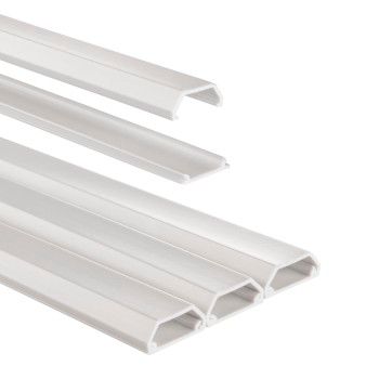 Hama Kabelkanal, 3 Stück, selbstklebend, eckig, 100 x 2,1 x 1 cm, PVC, Weiß
