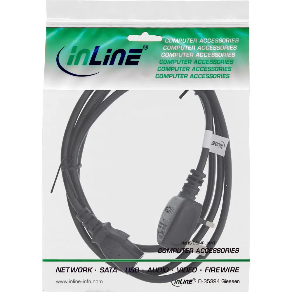 InLine Netzkabel - Netzstecker England auf Kaltgerätestecker C13 - 3m