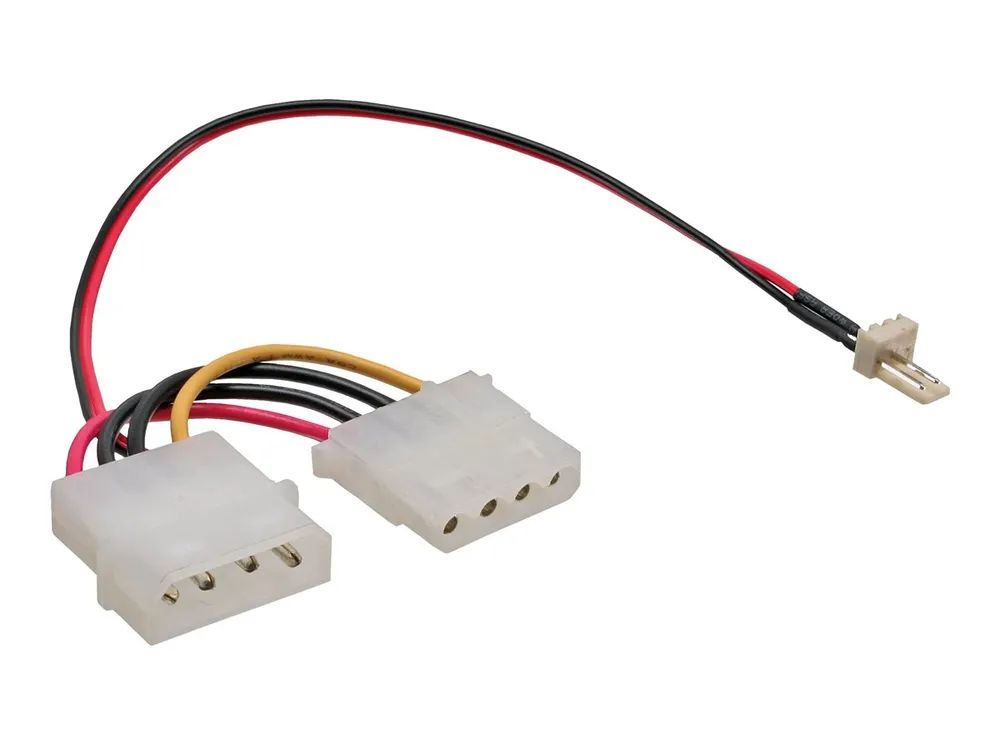 InLine Lüfter Adapterkabel - 3pol Lüfter an 4pol Netzteil 12V - 0,3m