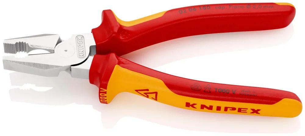 KNIPEX Kraft-Kombizange verchromt 180 mm, VDE-isoliert, 2-K