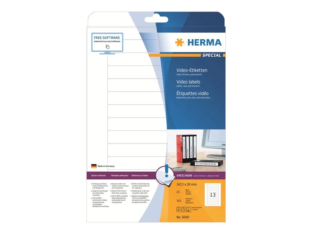 HERMA Special - Papier - matt - permanent selbstklebend - weiß - 147,3 x 20 mm 325 Etikett(en) (25 Bogen x 13)