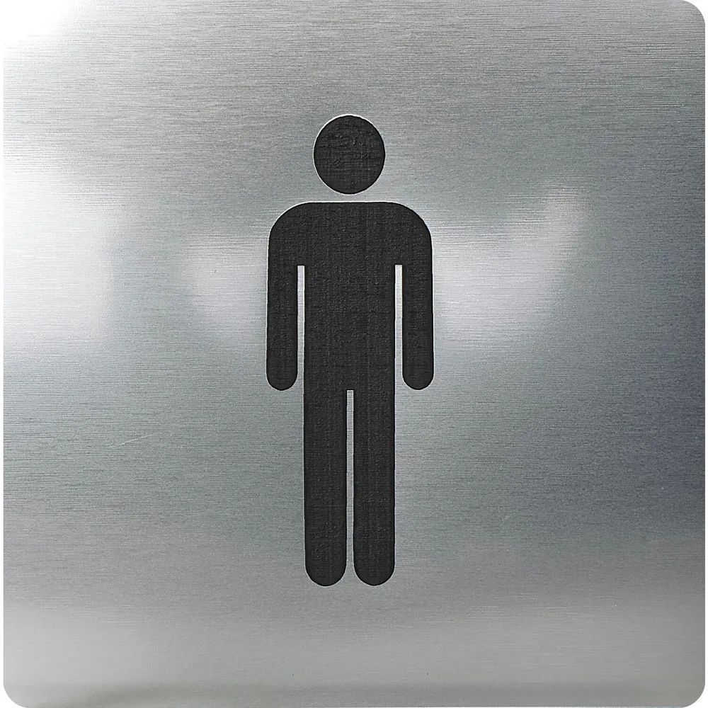 Schachermayer VVP WC Symbol Mann selbstklebend, 100 x 100 mm, Kunststoff Edelstahl-Effekt