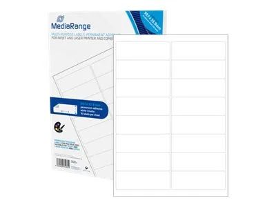MEDIARANGE Permanenter Klebstoff - Mattes Weiß - 99.1 x 33.9 mm 800 Etikett(en) (50 Bogen x 16)