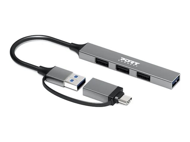 PORT Designs PORT Connect - Hub - USB-C/USB-A, schlank - 3