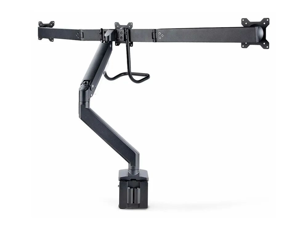 StarTech.com Crossbar Triple Monitor Desk Mount, VESA 75x75/100x100 - Befestigungskit - einstellbarer Arm - für 3 LCD-Anzeigen - Dreifach-Monitorhalterung - Aluminium, Stahl, Kunststoff - Schwarz - Bildschirmgröße: 43.2-68.6 cm (17"-27")