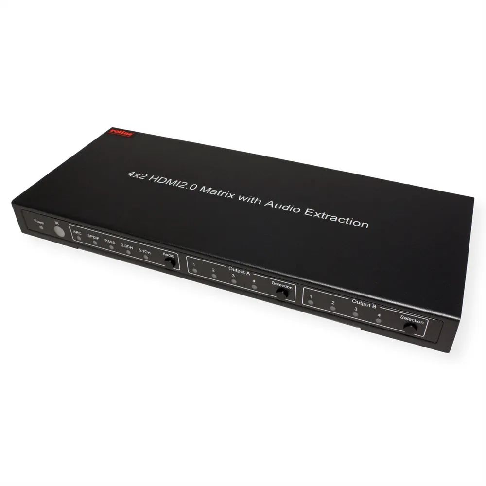 ROLINE 4K HDMI Matrix Switch, 4 x 2, mit Fernbedienung