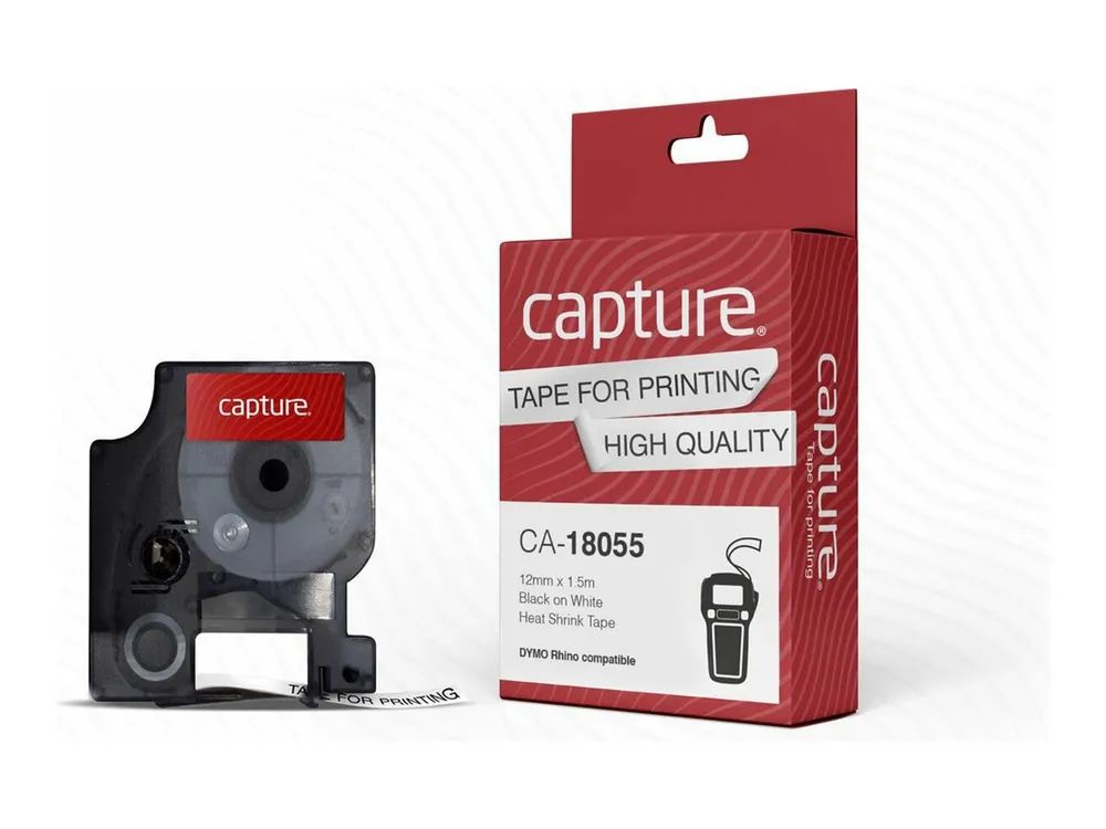 Capture CA-18055 - Schwarz auf weiss - Weiß - DYMO - Compatible with DYMO Rhino 4200 - 5200 - 6000 industrial label printers. - 1,2 cm - 1,5 m
