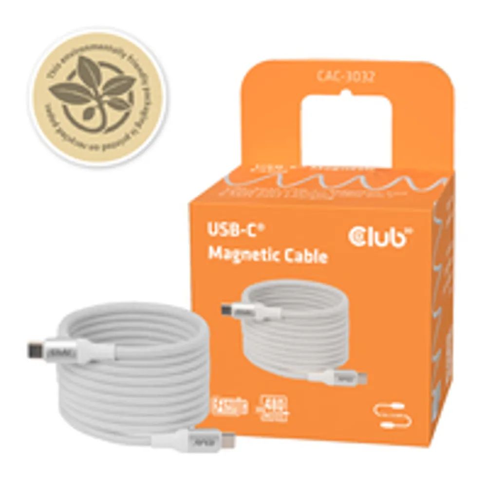 Club 3D Kabel USB-C 240W PD3.1 magnetisch Schnellladung weiß - Kabel - Digital/Daten