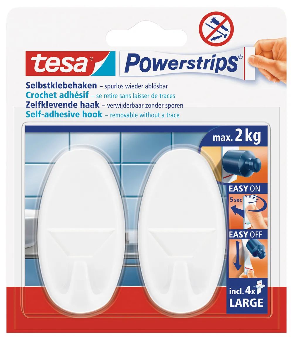 tesa® Powerstrips Haken Large oval – weiß