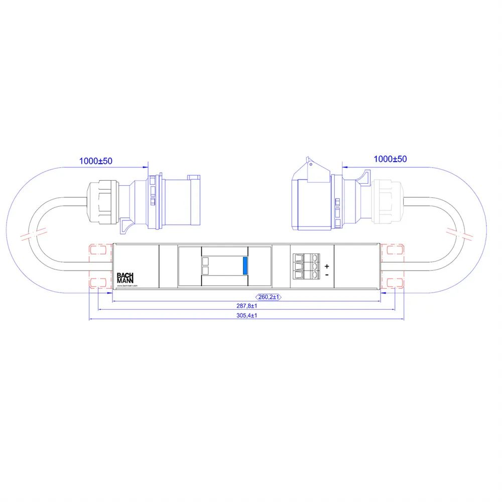 BACHMANN IT PDU Basic Inline SPD, 16A ÜSS 1m H05VV-F 3G2,5mm CEE 16A
