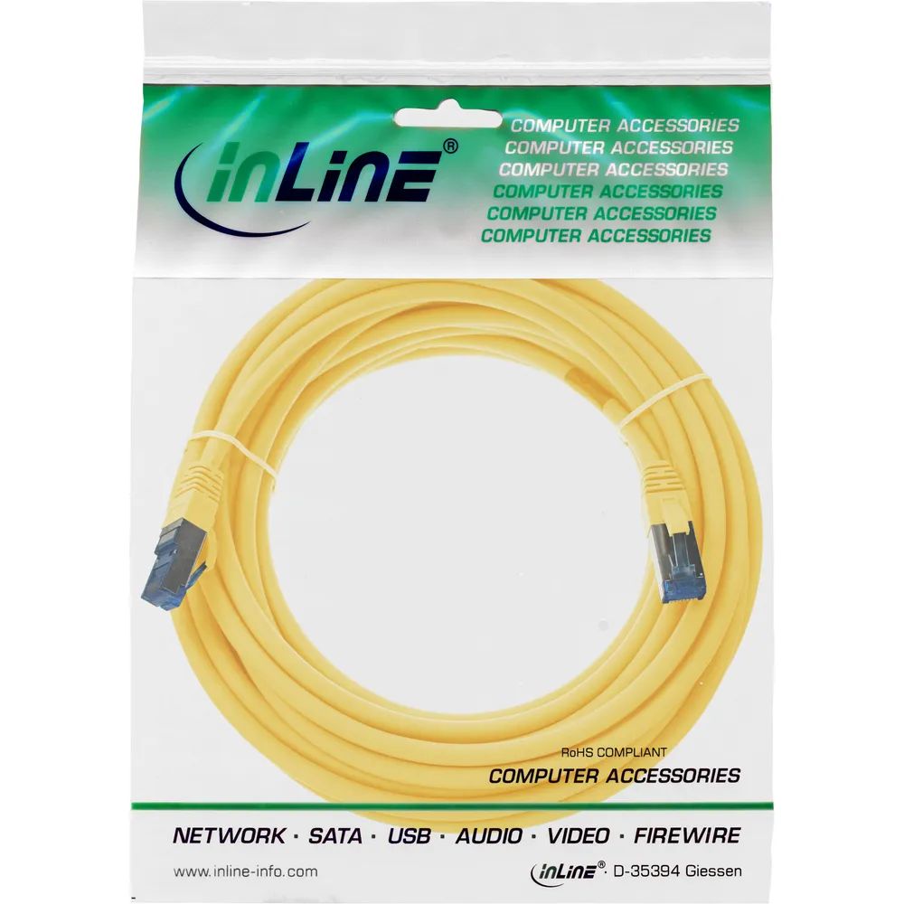 InLine Patchkabel - S/FTP (PiMf) - Cat.6A - halogenfrei - gelb - 20m