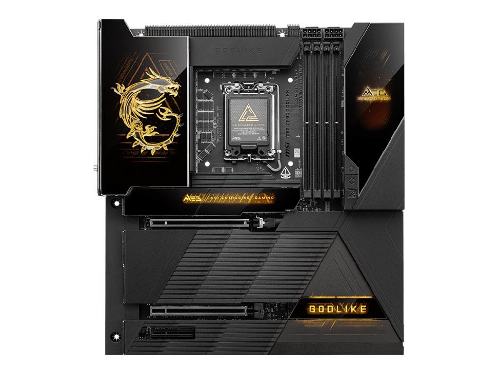 MSI MEG Z890 GODLIKE - Motherboard - E-ATX - LGA1851-Sockel - Z890 Chipsatz - USB4, USB 3.2 Gen 1, USB 3.2 Gen 2, USB-C 3.2 Gen 2x2, USB-C 3.2 Gen2 - 10 Gigabit LAN, 5 Gigabit Ethernet, Wi-Fi 7, Bluetooth - Onboard-Grafik (CPU erforderlich)