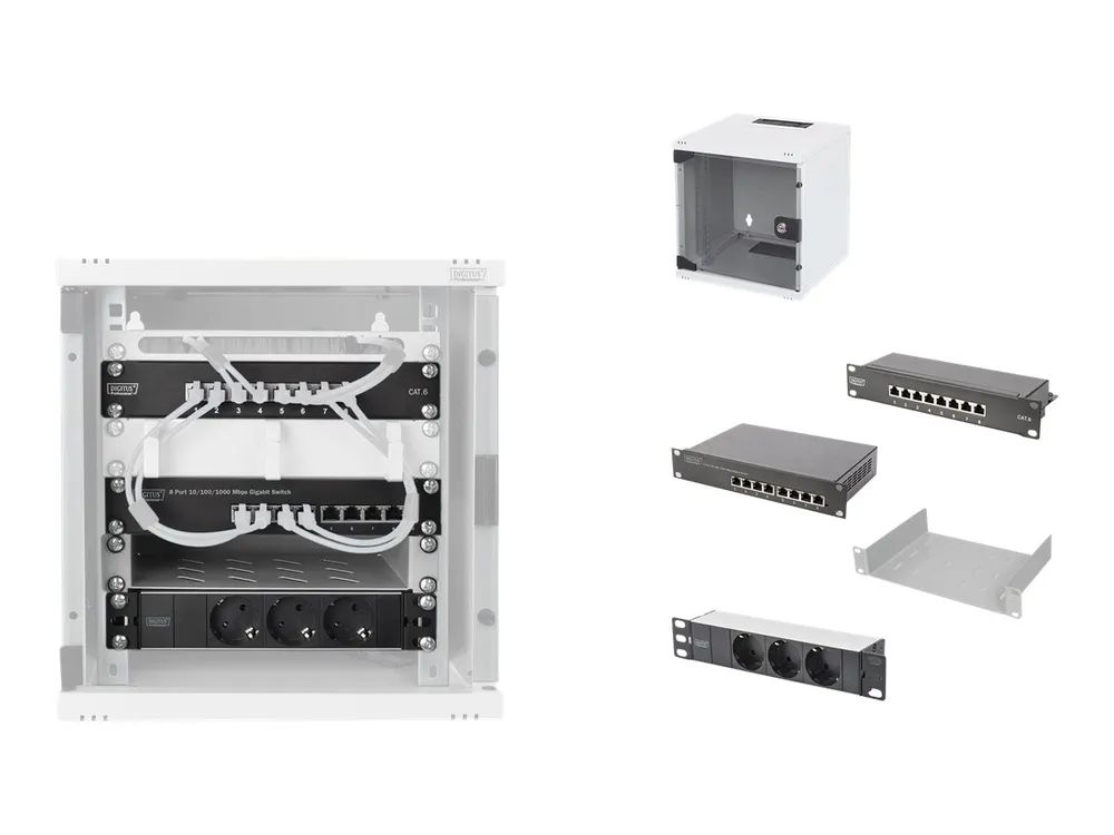 DIGITUS Netzwerk-Set 254 mm (10") - 6HE, 312 x 300 mm (B x T)