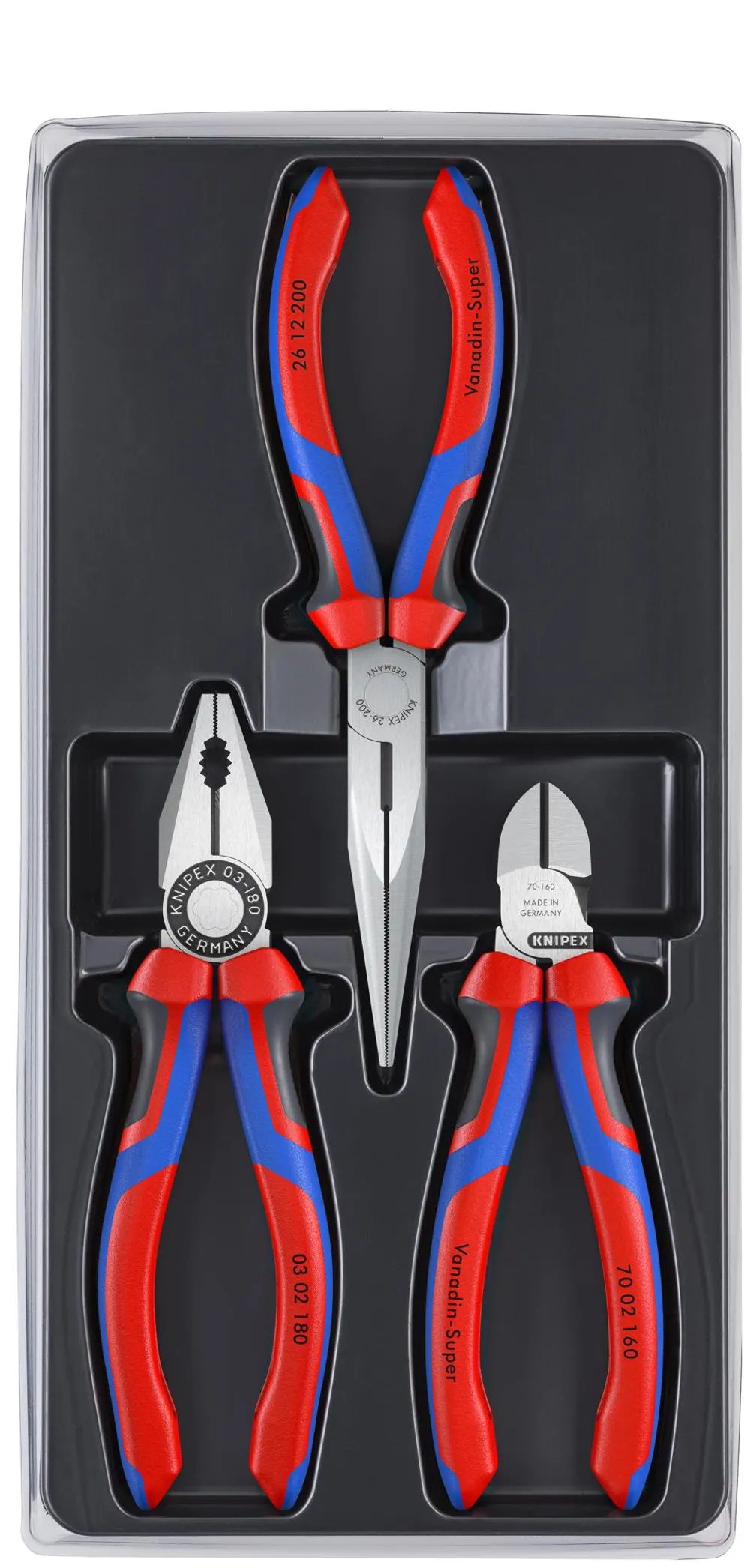 KNIPEX Montage-Paket 1 x 03 02 180, 1 x 26 12 200, 1 x 70 02 160