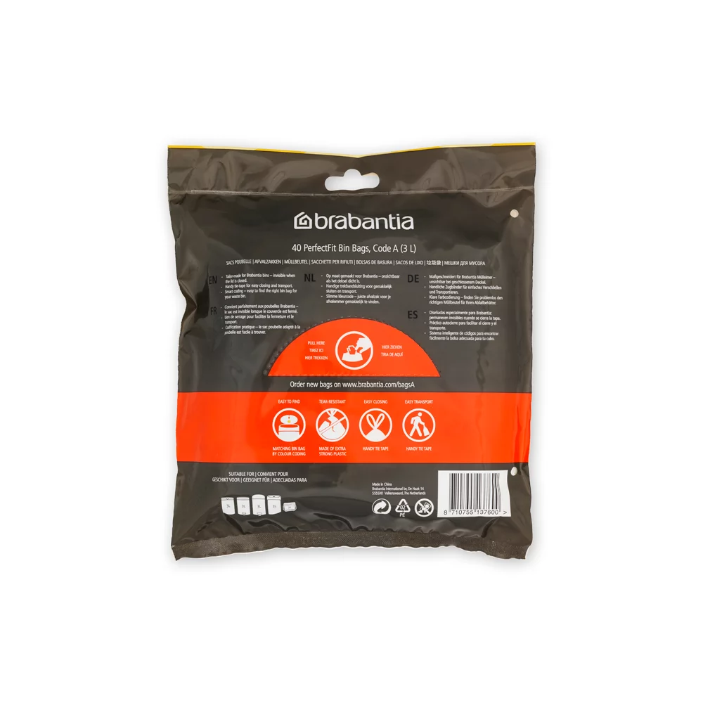 Brabantia Müllbeutel Spenderverpackung PerfectFit Beutel 3 L (A) 40Stk
