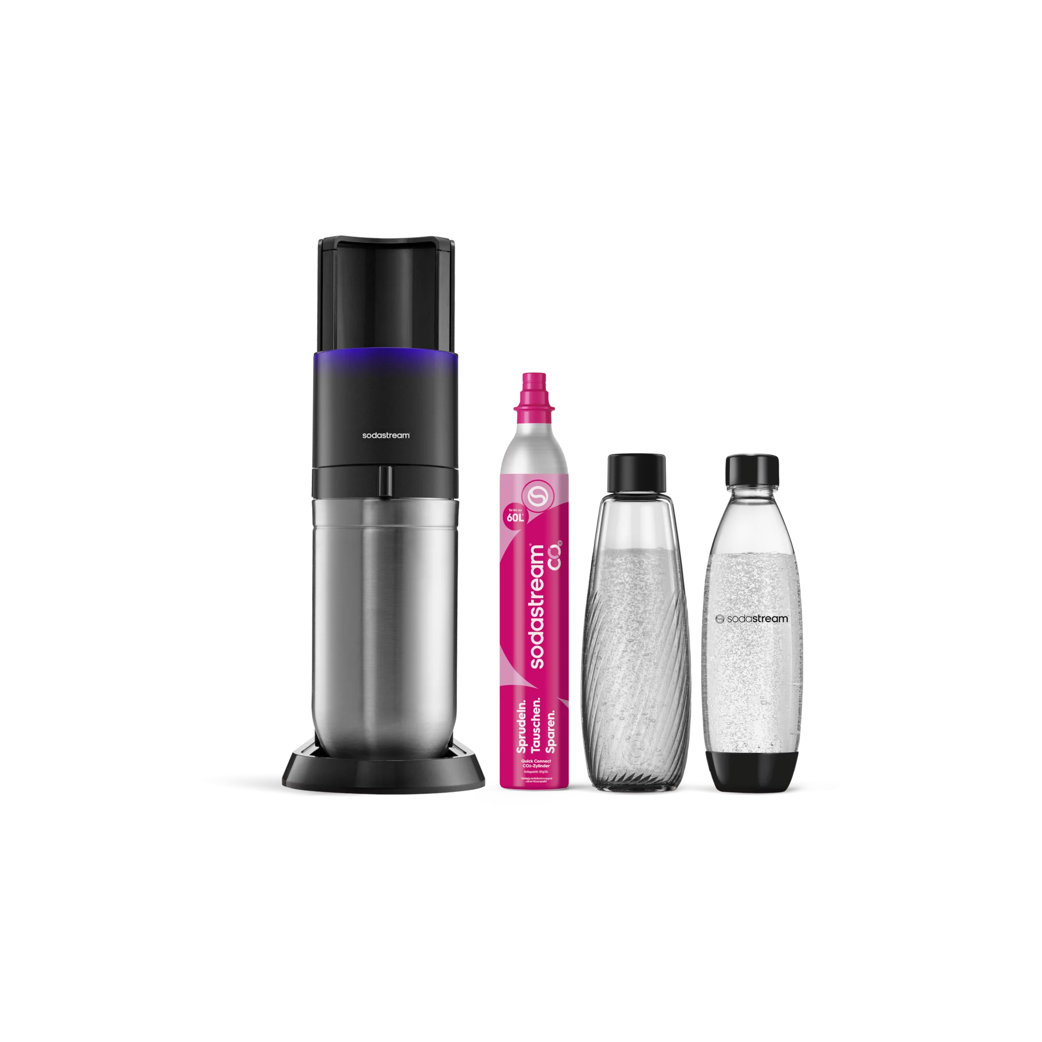 SodaStream E-DUO Wassesprudler titan, Standard Pack 1x Glasfl. 1L + 1x KSTFL 1L, DWS, 1x QC)