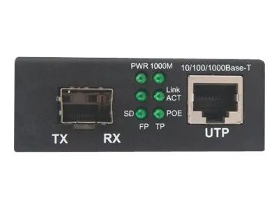 Intellinet Gigabit PoE+ Media Converter, 1 x 1000Base-T RJ45 Port to 1 x SFP Port, PoE+ Injector - Medienkonverter - 1GbE - 10Base-T, 100Base-TX, 1000Base-T - RJ-45 / SFP (mini-GBIC)