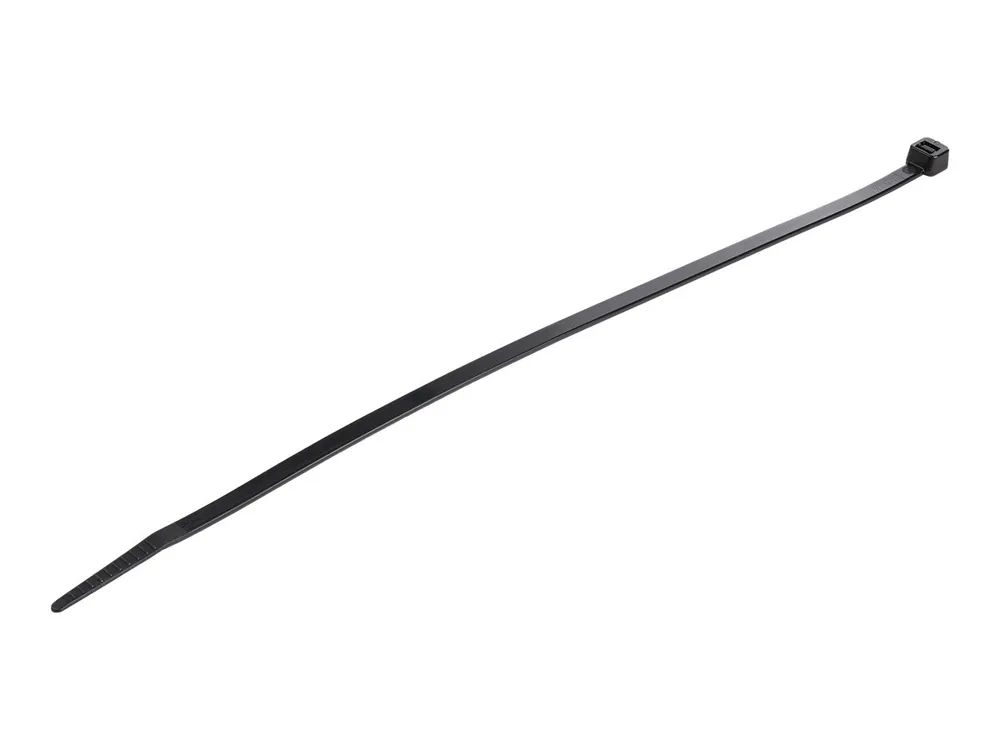 StarTech.com Kabelbinder 250x4 mm - Selbstsichernde Nylon-Kabelbinder mit Gebogener Spitze, Bündeldurchmesser bis zum 68 mm, 22 kg Zugfestigkeit, 94V-2/UL, 1000 Stück - Schwarz (CBMZT10B)