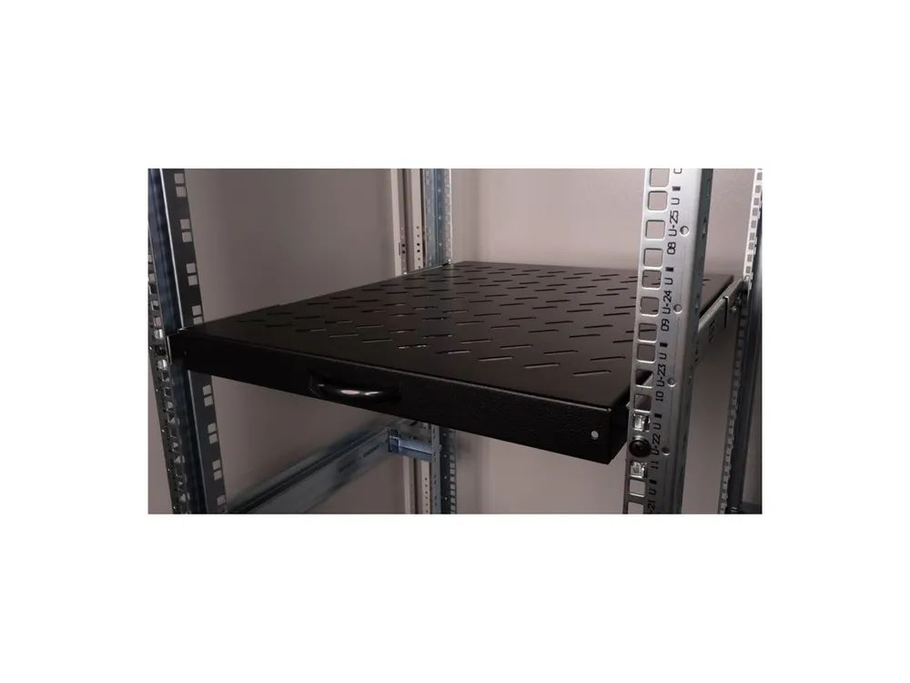 ROLINE Rack-Schieberegal - 550 mm tief, Tragfähigkeit 25 kg - RAL 9005, Jet Black - 1U - 48.3 cm (19")